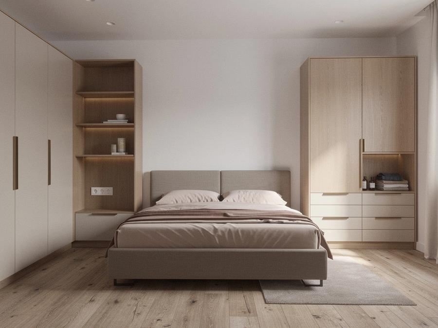 Bedroom renovation with calm tones and builder-ready drawings